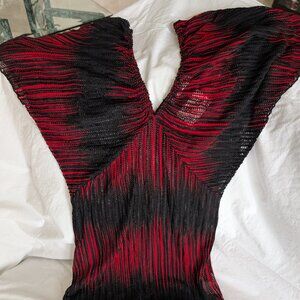 Body Central Mesh top in Black and Red, Size Small